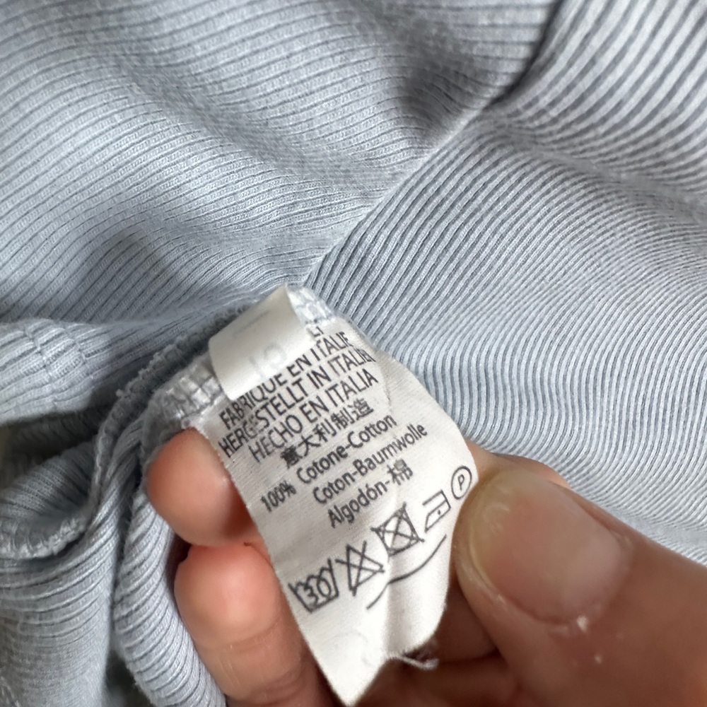 Brandy Melville | Light Dusty Blue Ribbed Button Short Sleeve Crop Shirt OS - Picture 10 of 13